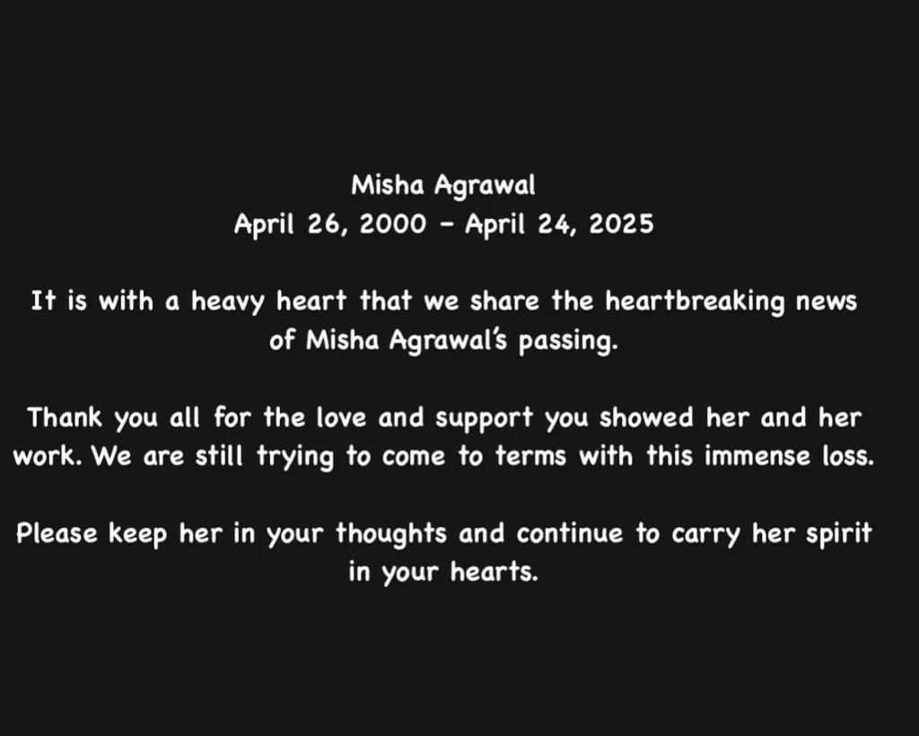 Mishra Agrawal: Her family informed about her loss